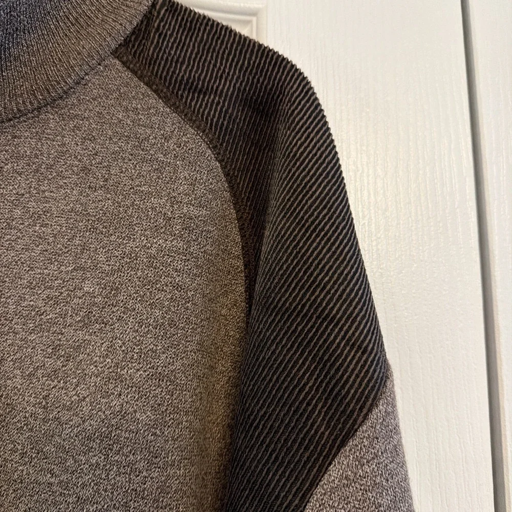 SilverSilk Men's Quarter/Half Zip Pullover Sweater Sz 4X Brown Corduroy Trim New